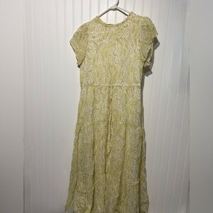 Vintage Lucky Brand Elegant Yellow Paisley Maxi Dress| Size XS